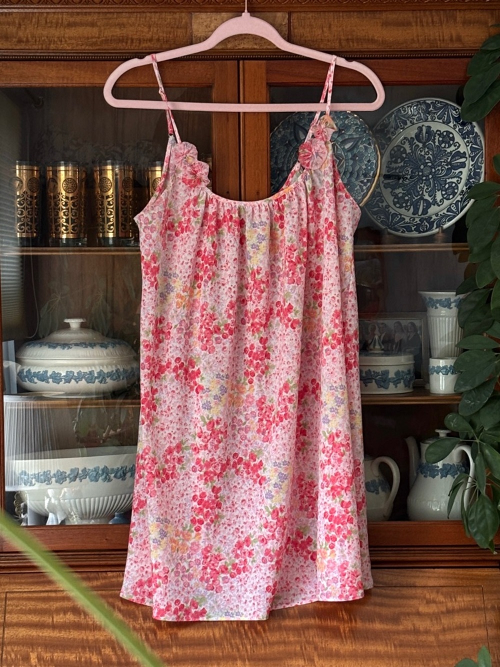 Oscar de la Renta Pink Floral Slip Dress Y2K (M)